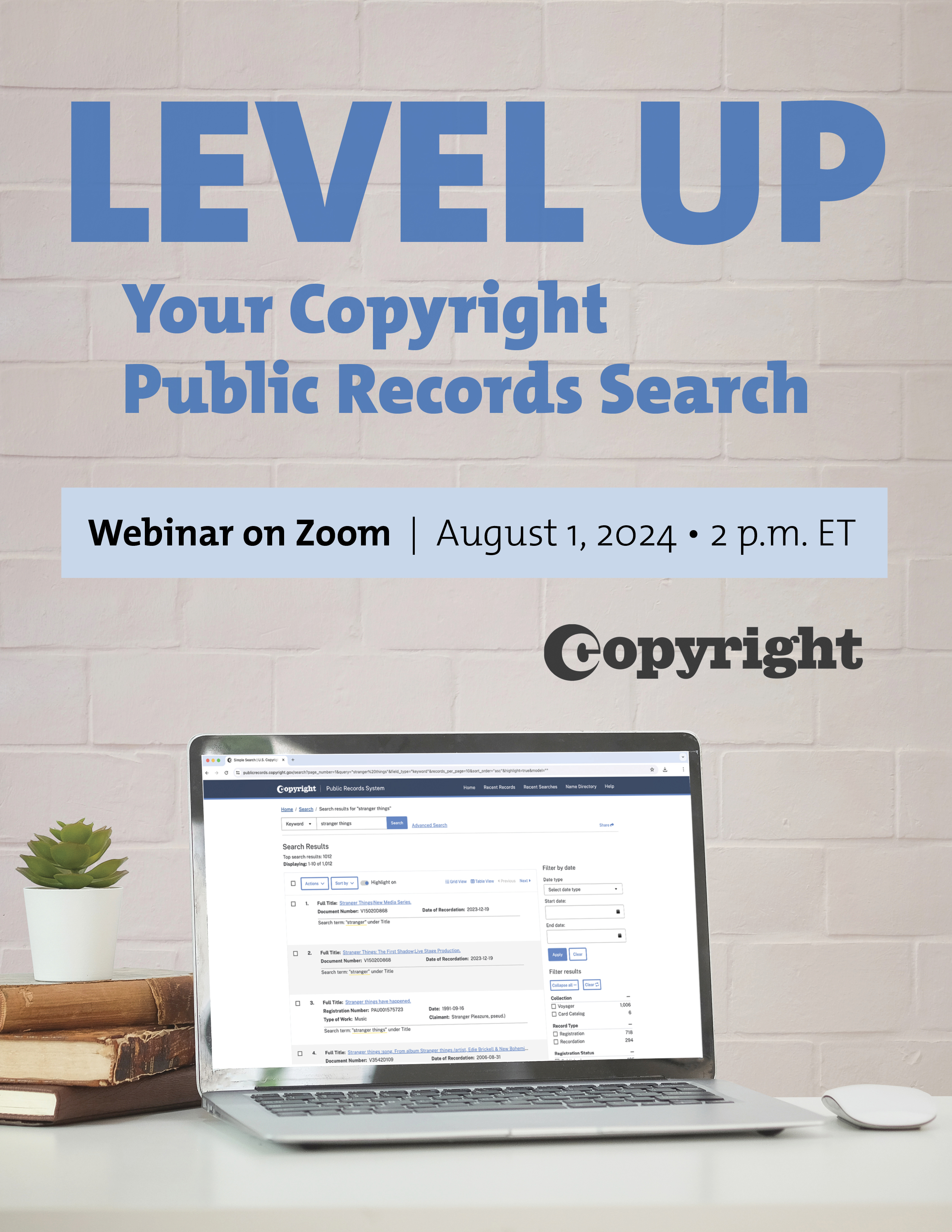 Level Up Your Copyright Public Records Search Flyer